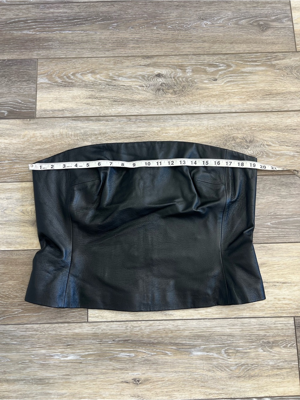 Vintage 90s Y2K Newport News Black Genuine Leather Strapless Tube Top Bustier 18 - Picture 9 of 9